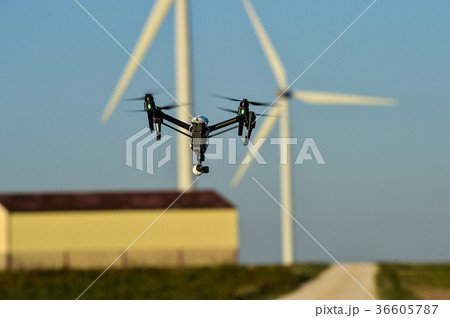 Drone wind farm monitoring Champagne, France 36605787