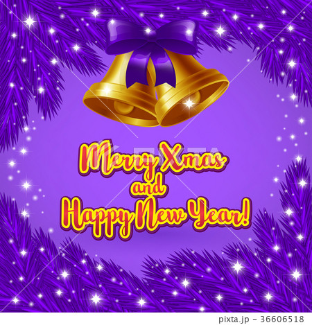 Christmas violet card with Christmas Bells 36606518