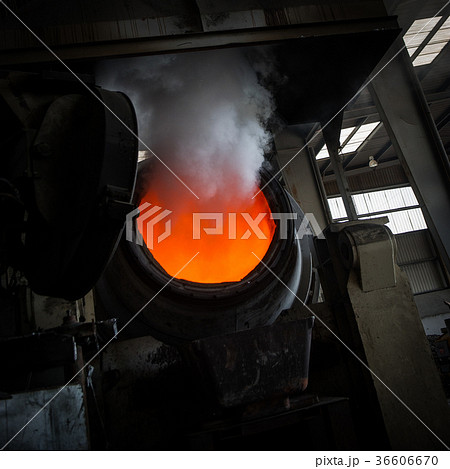 Hot steel pouring in steel plant Hot steel pouring in steel plant 36606670