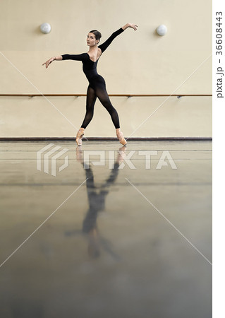Ballerina posing in dance hall 36608443
