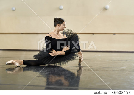 Ballerina posing in dance hall Ballerina posing in dance hall 36608458