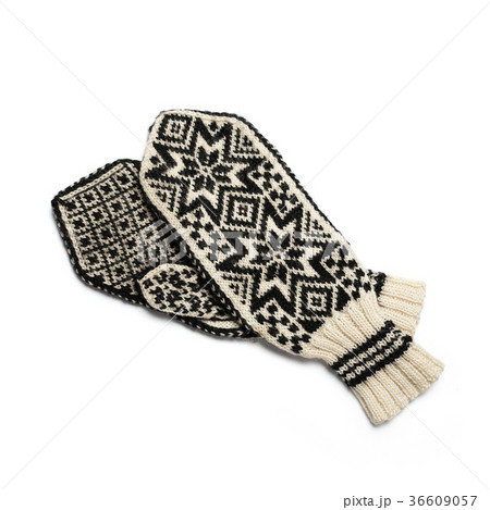 Hand knitted mittens for winter 36609057