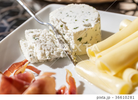 Dutch and French cheeses with a jamon for 36610281
