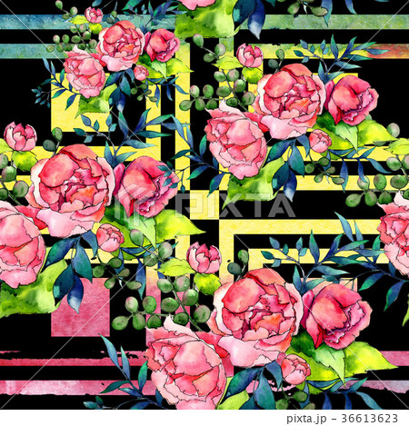 Wildflower bouquet pattern in a watercolor style. 36613623