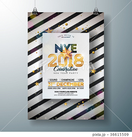 2018 New Year Party Celebration Poster Template 36615509