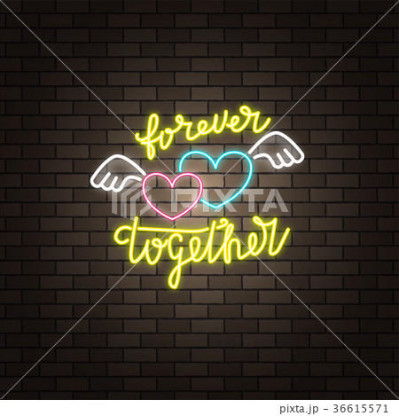 Neon text valentines day banner 36615571