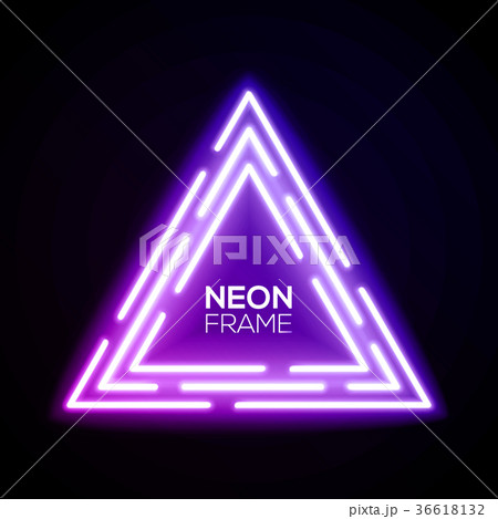 Purple neon light triangles. Shining techno frame Purple neon light triangles. Shining techno frame 36618132