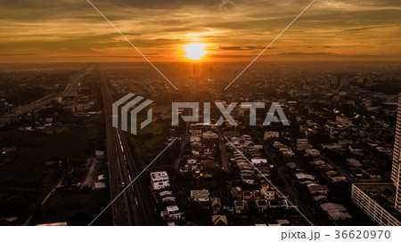 Aerial view of  electric train in Morning time 36620970