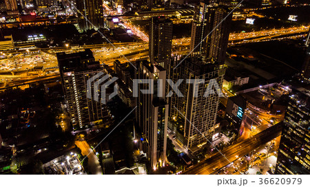 Aerial view of  building or city in Night time 36620979