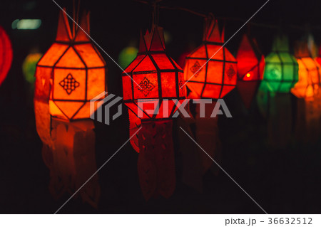 Colorful Paper Lamp Traditional Thai Style 36632512