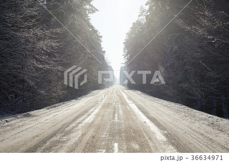snow-covered road snow-covered road 36634971