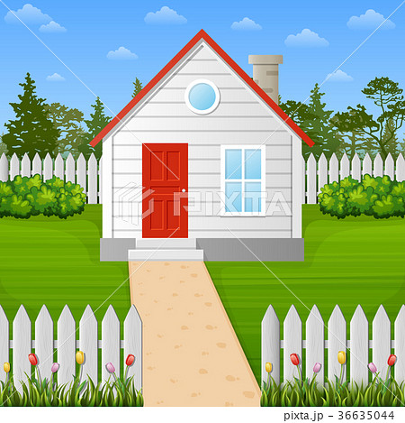 Cartoon wooden house inside the fence - Stock Illustration [36635044] -  PIXTA