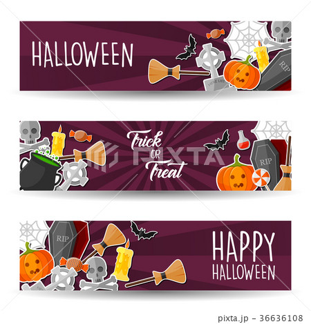 Halloween Horizontal Banners with Halloween Symbol Halloween Horizontal Banners with Halloween Symbol 36636108