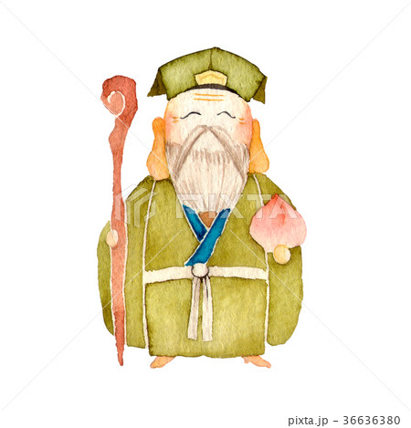 七福神 寿老人 人物 水彩 イラスト 36636380