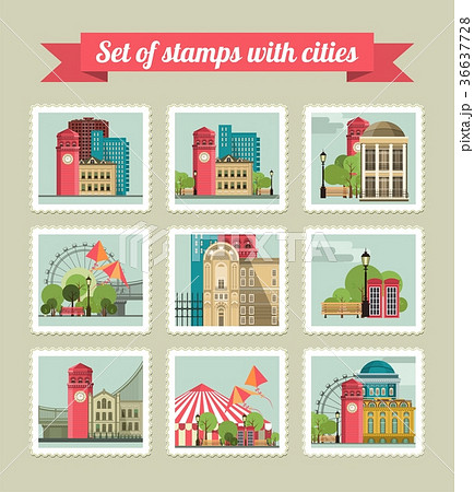 Set of city streets of houses Set of city streets of houses 36637728