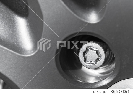 Car wheel lock nut, theft protection, close up 36638861
