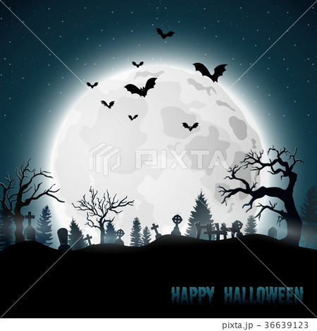 Halloween background with graveyard 36639123