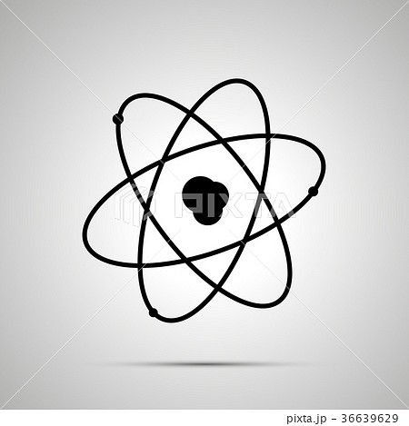 Atom structure with electrons, simple black icon Atom structure with electrons, simple black icon 36639629
