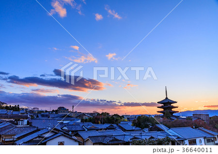 京都　八坂の塔（法観寺）の夕暮れ 36640011