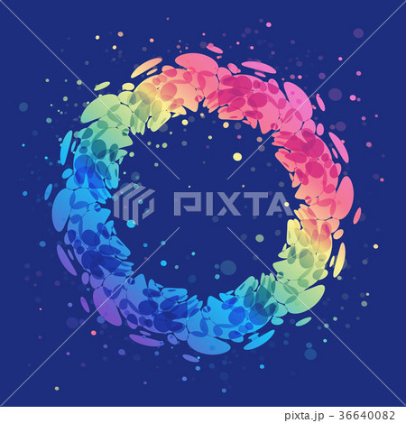 Splash rainbow wreath on blue background Splash rainbow wreath on blue background 36640082