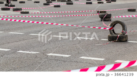 fenced track for biker competition 36641239