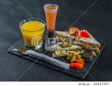 set consisting of two sandwiches on white bread  36641567