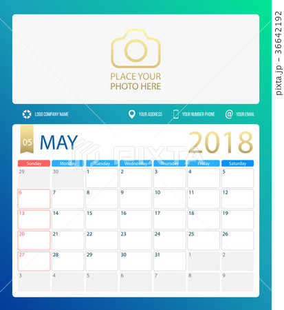 MAY 2018, illustration vector calendar or desk 36642192