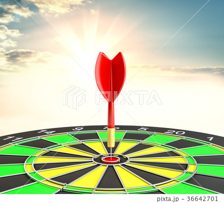 Red dart arrow hit target point center Red dart arrow hit target point center 36642701