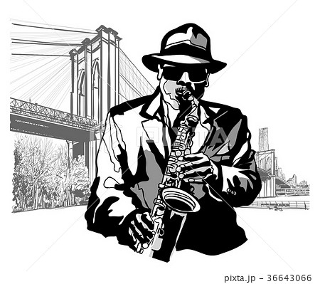 Saxophonist at Brooklyn Bridge Saxophonist at Brooklyn Bridge 36643066