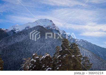 Winter mountain landscape with rocks and snow Winter mountain landscape with rocks and snow 36643214