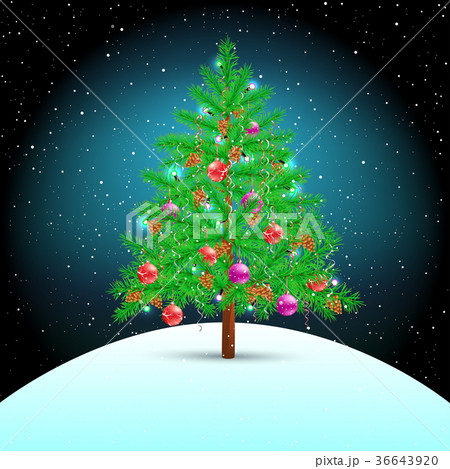 Christmas tree on snow hill Christmas tree on snow hill 36643920