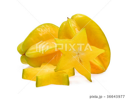 whole and slice of star apple fruit isolated  36643977