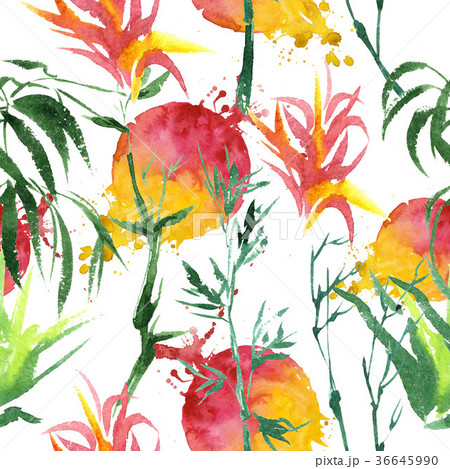 Tropical bamboo in a watercolor style isolated. Tropical bamboo in a watercolor style isolated. 36645990