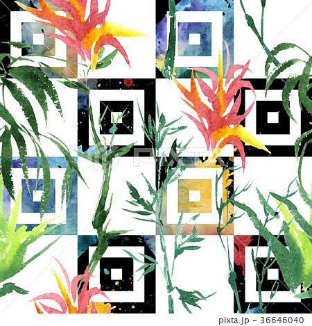 Tropical bamboo in a watercolor style isolated. Tropical bamboo in a watercolor style isolated. 36646040
