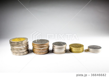 Stack of coins with the king. 36646682