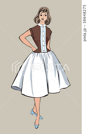 Stylish woman. Fashion dressed girl 1960's style Stylish woman. Fashion dressed girl 1960's style 36648275