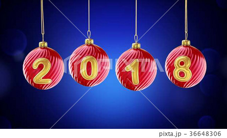 hanging 2018 number glitter Christmas balls on 36648306