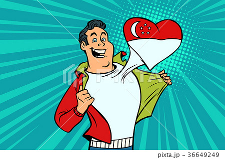 Singapore patriot male sports fan flag heart 36649249
