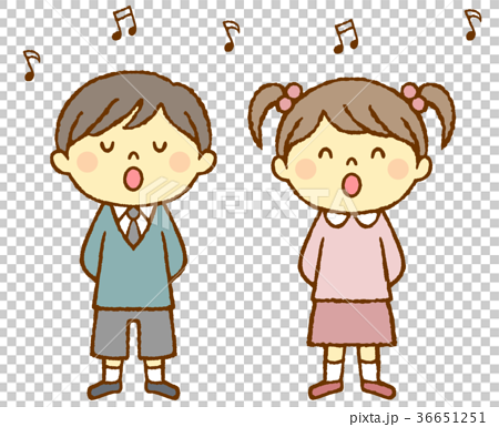 男の子と女の子 歌うのイラスト素材