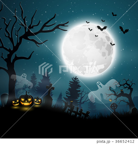 Halloween night with pumpkins and ghost Halloween night with pumpkins and ghost 36652412