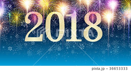 2018　花火　新年　背景  36653333