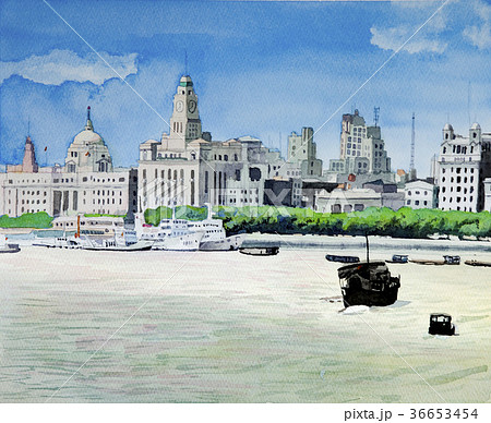 1987年の上海 黄浦江から観たバンドの街並み 1987年の上海 黄浦江から観たバンドの街並み 36653454