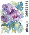 水彩花可愛らしい紫色の花束手描きフラワー青い葉っぱ 36653461