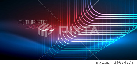 Neon glowing techno lines 36654575