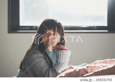 Beautiful asian eating mochi ice-cream 36656793
