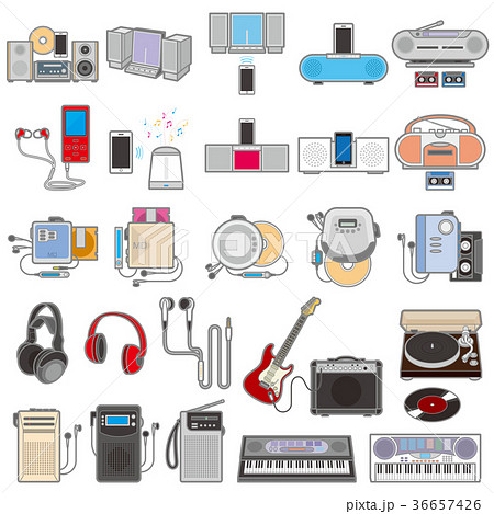 様々な電化製品のイラスト 音楽のイラスト素材