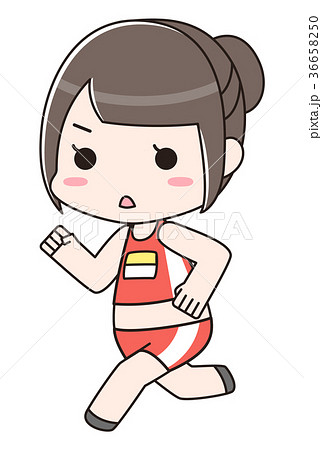 マラソン ランニング ジョギング 陸上競技 走る 女性のイラスト素材