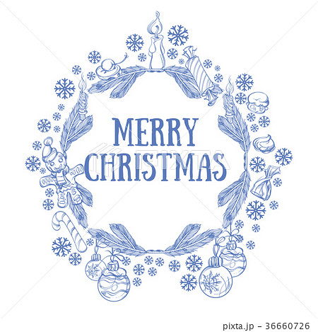 Beautiful Christmas round frame made of branches. Beautiful Christmas round frame made of branches. 36660726