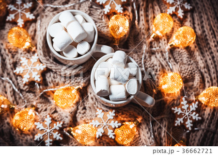Christmas background with cocoa or coffee  36662721