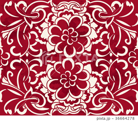 Seamless Vintage Red Chinese Flower Background 36664278